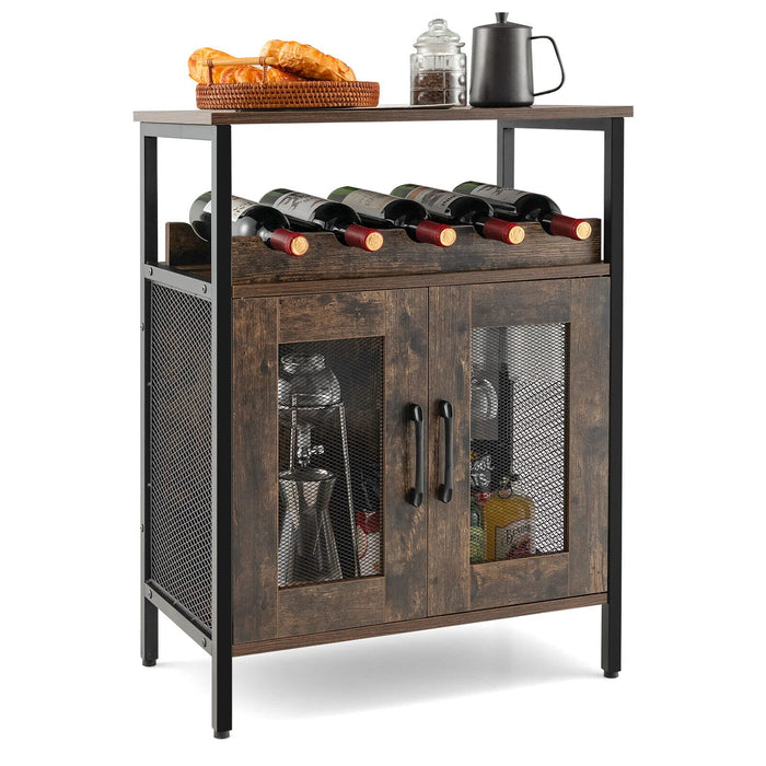 Giantex Wine Bar Cabinet, Home Liquor Cabinet with Removable Wine Rack and Glass Holder