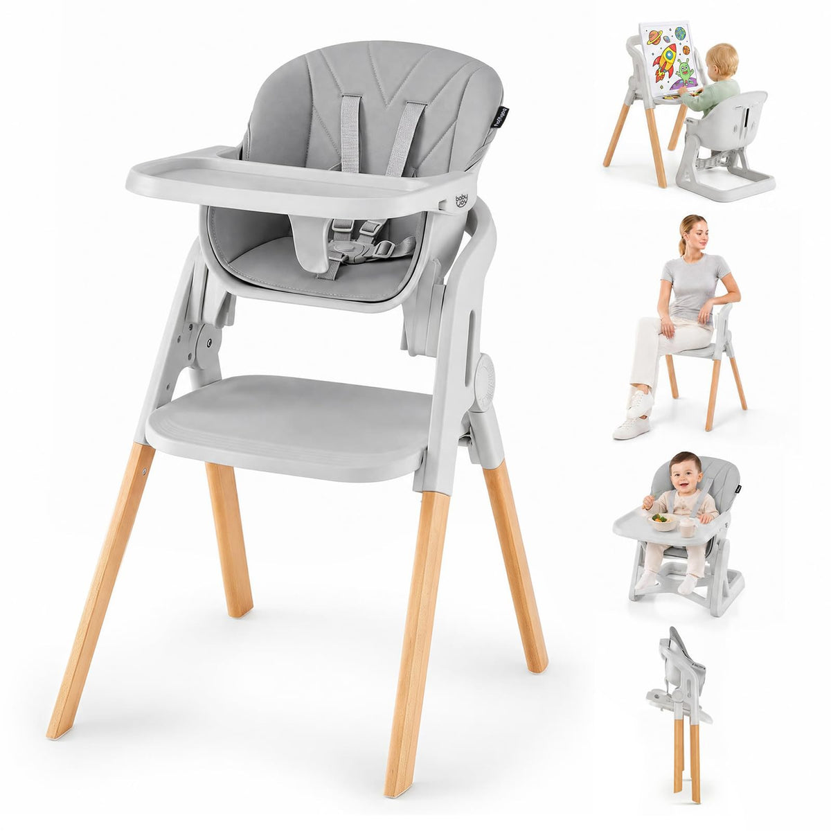 7-in-1 Convertible Foldable Baby High Chair w/Adjustable Tray