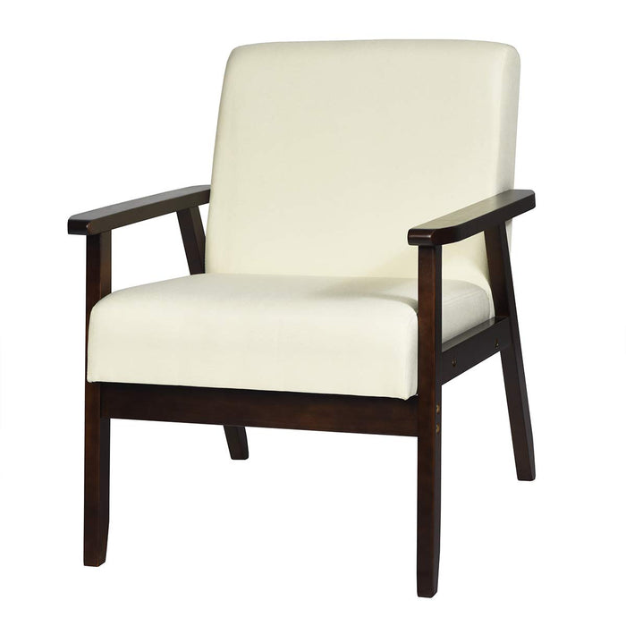 Giantex Accent Chair, Fabric Upholstered Wooden Lounge Chair