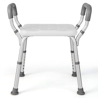 Bath Chair Shower Bench w/Detachable Padded Arms, Anti-Slip Rubber Feet