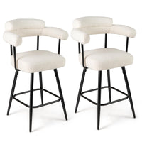 Swivel Bar Stool Set of 2 with Curved Back and Arms