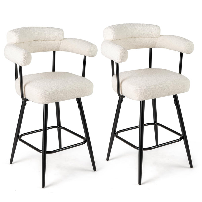 Swivel Bar Stool Set of 2 with Curved Back and Arms