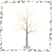 0.6/1.2/1.5/1.8 M Artificial Twig Birch Tree with 48/72/96 Warm White LED Lights for Christmas