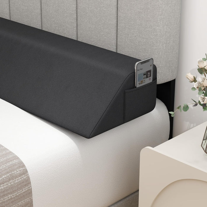 Giantex Full Bed Wedge Pillow for Headboard Gap, Headboard Pillow w/ 2 Storage Pockets