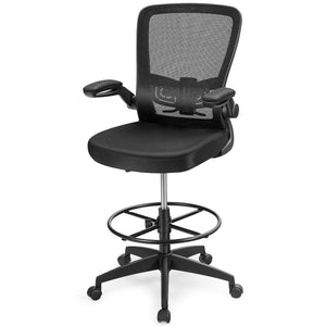 Giantex Adjustable Drafting Chair, 360° Swivel Designed Mesh Fabric Chair, Executive Chair for Working Studying Gaming