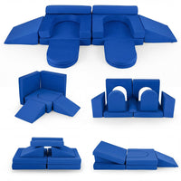 10 PCS Modular Kids Play Couch Toddler Climb & Crawl Foam Playset w/Suede Fabric