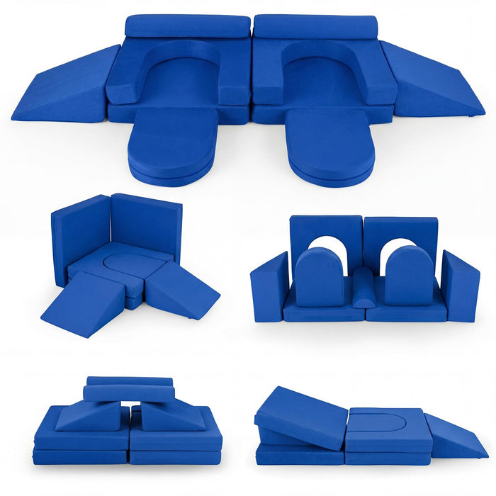 10 PCS Modular Kids Play Couch Toddler Climb & Crawl Foam Playset w/Suede Fabric