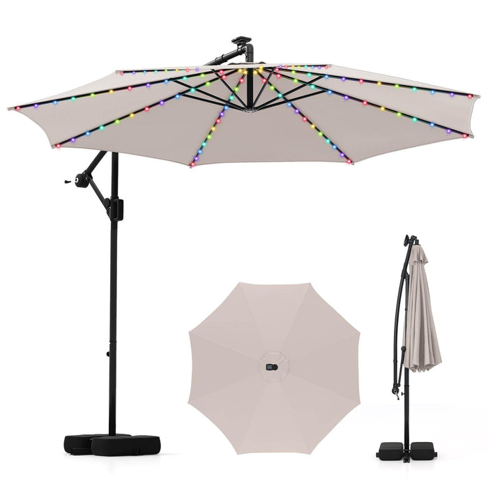 3 m Solar Offset Hanging Umbrella w/Base