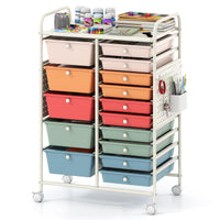 Giantex 15-Drawer Rolling Cart with Pegboard & Metal Frame