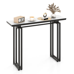 Giantex 110cm Console Table, Faux Marble Sofa Table w/Sturdy Metal Legs