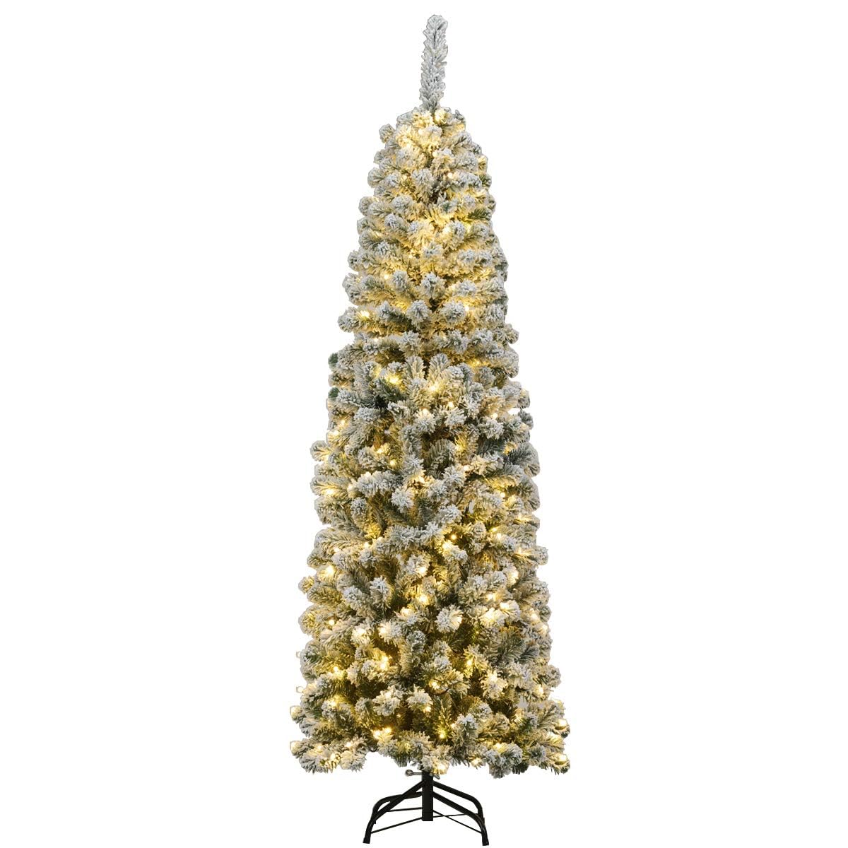 1.4/1.8/2.27M Snow Flocked Prelit Christmas Tree with LED Lights