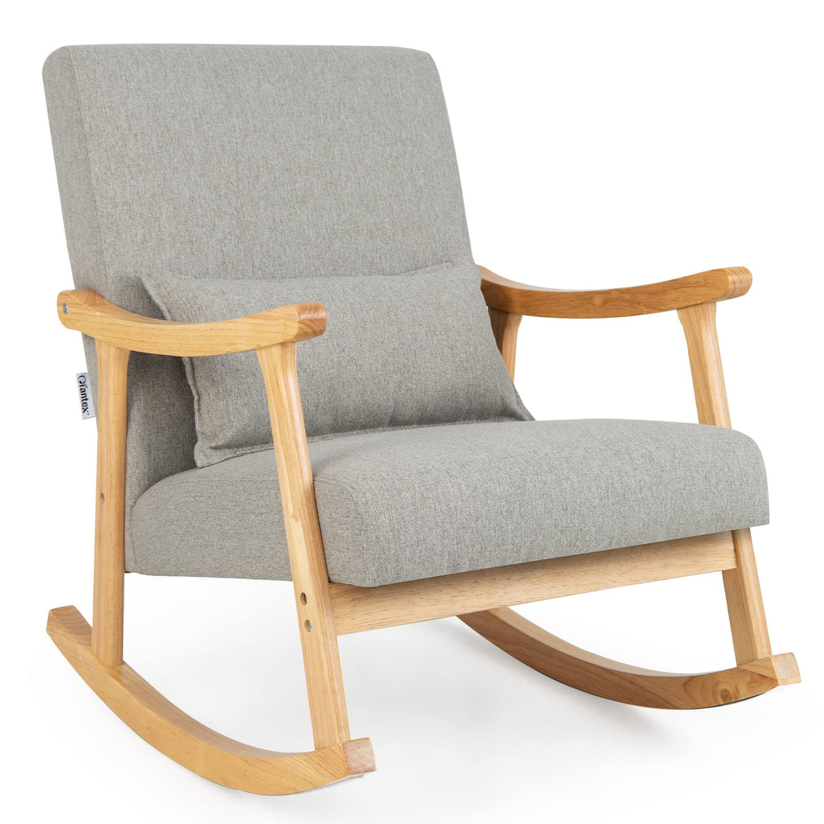 Giantex Upholstered Nursery Rocking Chair w/Lumbar Pillow