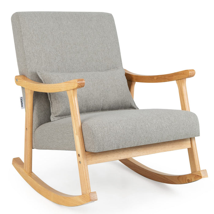 Giantex Upholstered Nursery Rocking Chair w/Lumbar Pillow