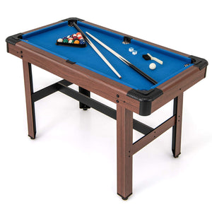 1.2M Pool Table for Kids & Adults, Wooden Billiard Game Table w/Full Set of Balls