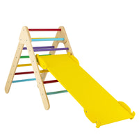 Wooden Climbing Triangle Ladder for Toddlers, 3 in 1 Pikler Triangle Climber with Reversible Ramp for Climb & Slide