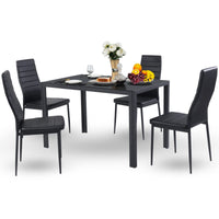 Giantex 5Pcs Dining Table Set w/ Tempered Glass Top & High Backrest Chair