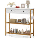 Giantex Entryway Table with Charging Station, Narrow Console Table with 2 Drawers & 2 Metal Mesh Shelves