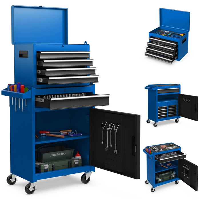 High Capacity Tool Storage Cabinet with Lockable Wheels for Garage
