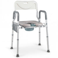 3-in-1 Bedside Commode Chair, 5-Level Adjustable Height Portable Toilet