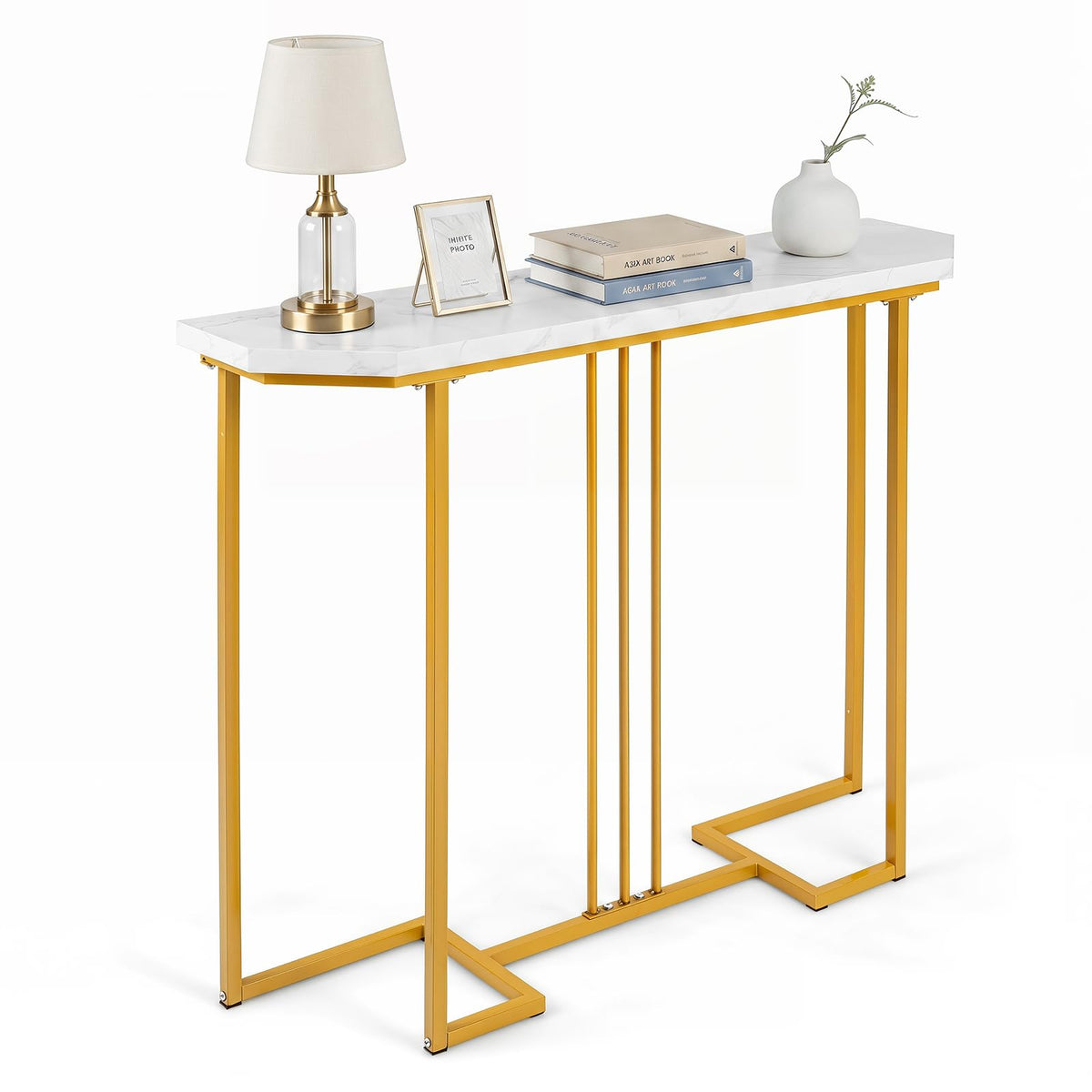Giantex Modern Gold Console Table, 110 CM Narrow Entryway Table