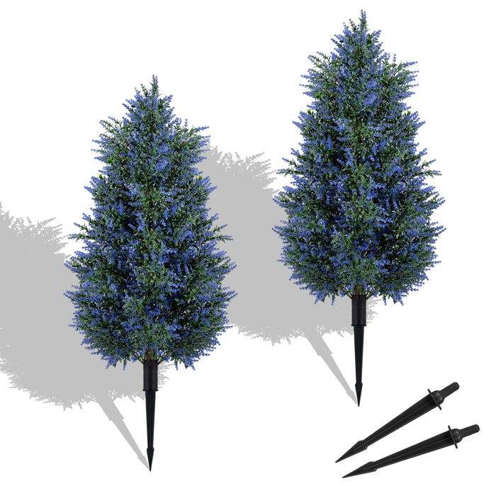 Giantex 2 Pack 100cm Artificial Lavender Topiary Trees, Sun-Resistant Faux Cone Bushes