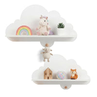Cloud Shape Wall Shelves with Hooks for Kid Room and Nursery Decor