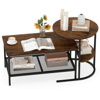 Giantex Nesting Coffee Table Set of 2, Detachable Table Set