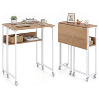 Giantex 63 cm Small Folding Desk with Smooth Rolling Wheels