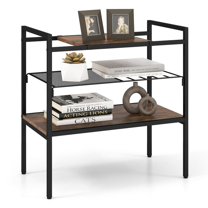 Giantex Industrial Entryway Table, Sofa Side Table with Removable Panel & Mesh Shelf