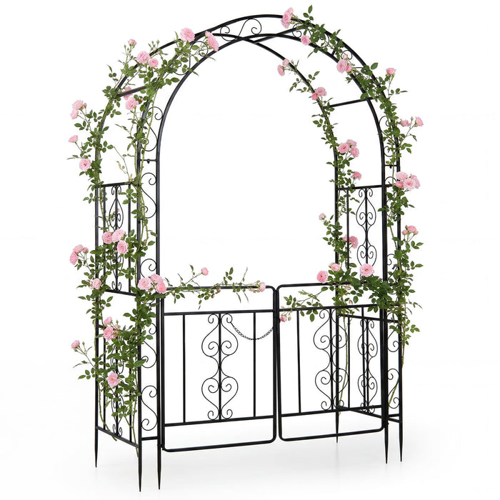 Garden Arch with Metal Arbor Trellis for Climbing Plants