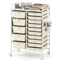Giantex 15-Drawer Rolling Cart with Pegboard & Metal Frame