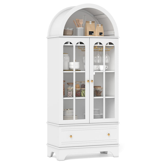Giantex 181 CM Arched Cabinet, 4-Tier Wooden Kitchen Pantry Cabinet
