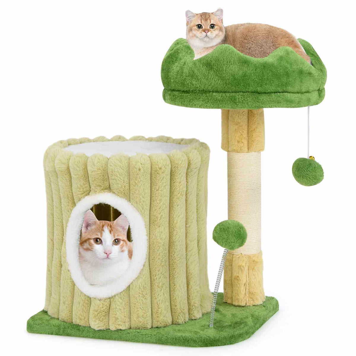 Cute Cat Tree Indoor Versatile Cat Play House Cat Tower w/Sisal Scratching Posts