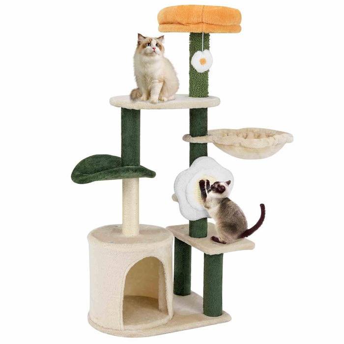 Cute Flower Cat Tree for Indoor w/Plush Top Perch