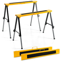 2 Pack Folding Heavy Duty Metal Saw Horses with 12 Adjustable Leg Heights and Carry Handles