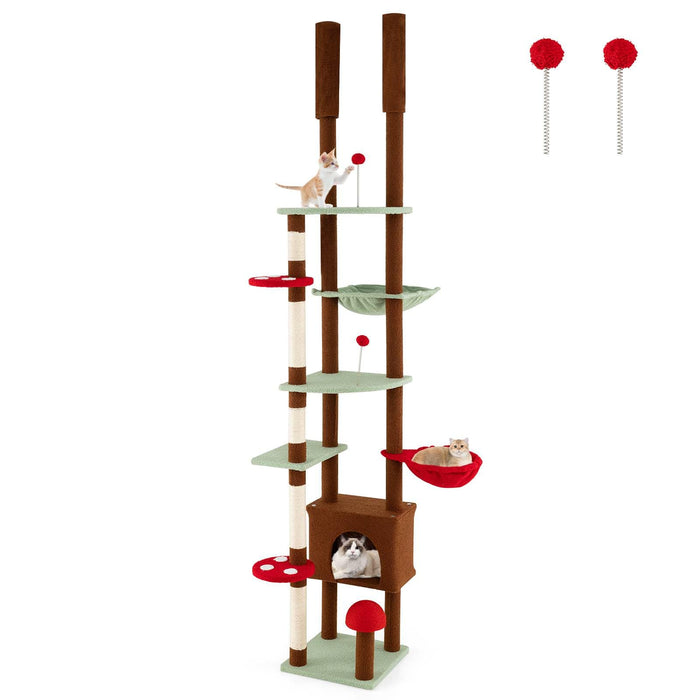 Floor to Ceiling Cat Tree, 247-277 CM Height Mushroom Cat Tower