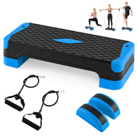 3-in-1 Aerobic Step Platform Set with 2 Stackable Risers