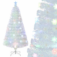 150/180/210cm Pre-Lit Fiber Optic Christmas Tree with Iridescent Leaves
