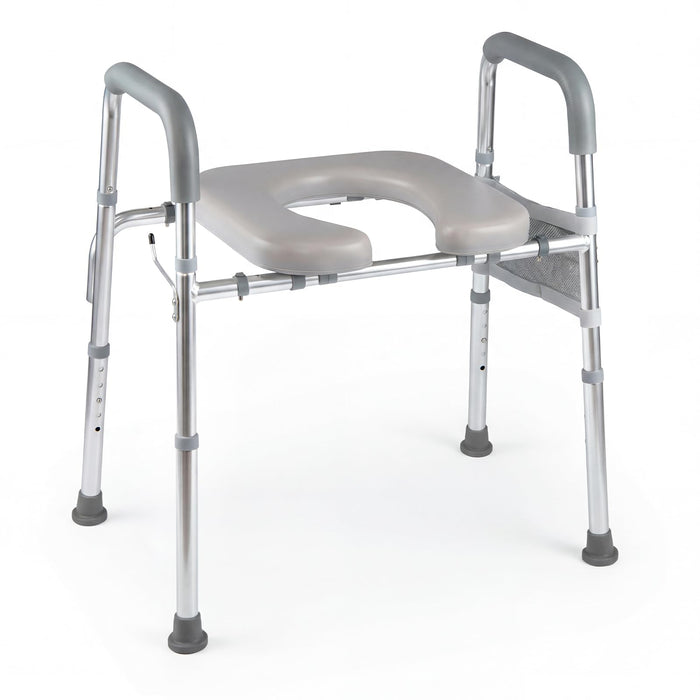 Raised Toilet Seat with Handles, Height & Width Adjustable Elevated Toilet Seat Riser