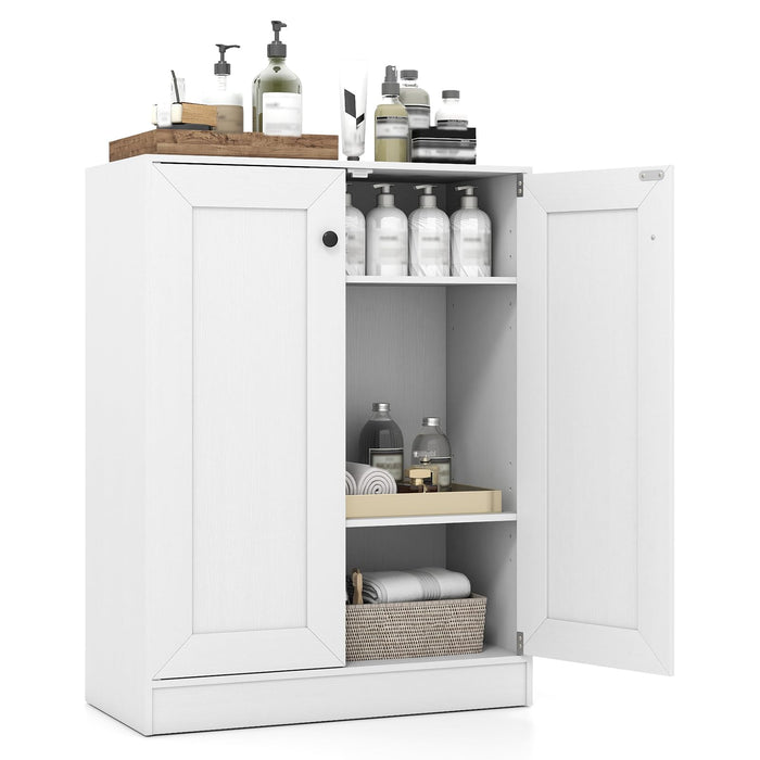 Bathroom Floor Storage Cabinet with Doors and Adjustable Shelves