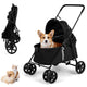 Pet Stroller for Dogs with 360 Swivel Wheels and One Step Brake