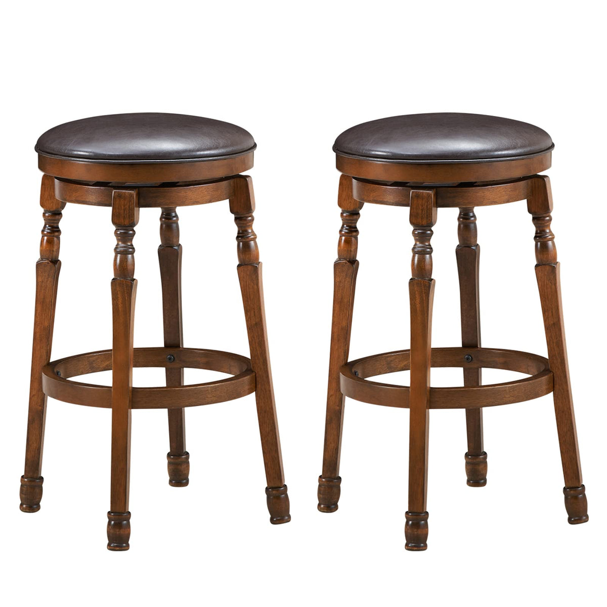 Giantex Swivel Bar Stools, Kitchen Counter Height Bar Stool w/ 360° Swivel Cushioned Seat, Soft PU Leather