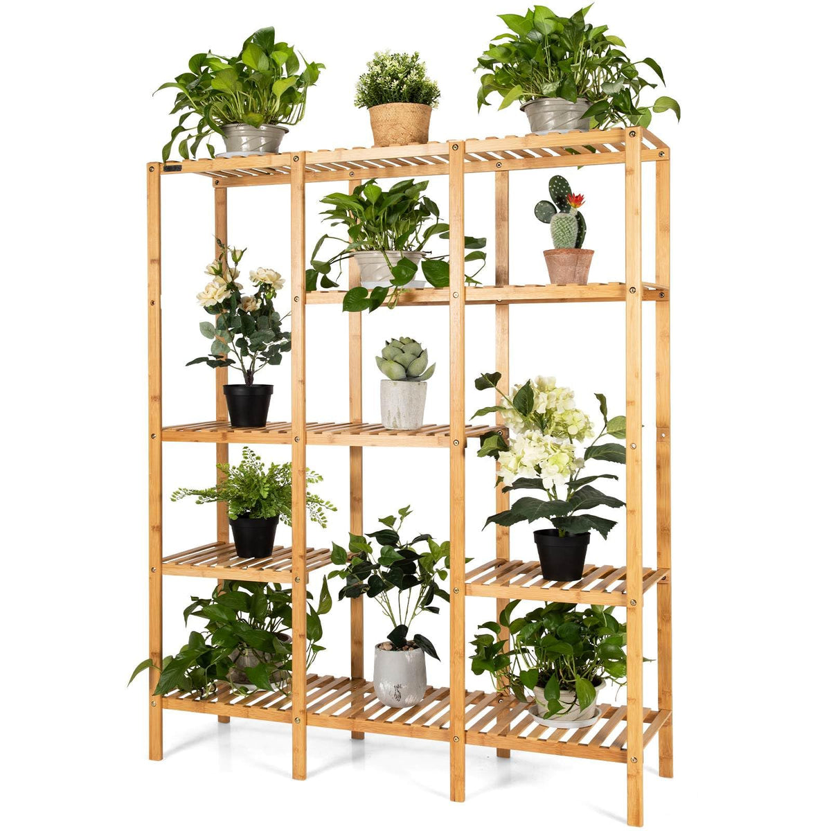Bamboo Plant Stand, 5 Tier 12 Potted Plant Shelf