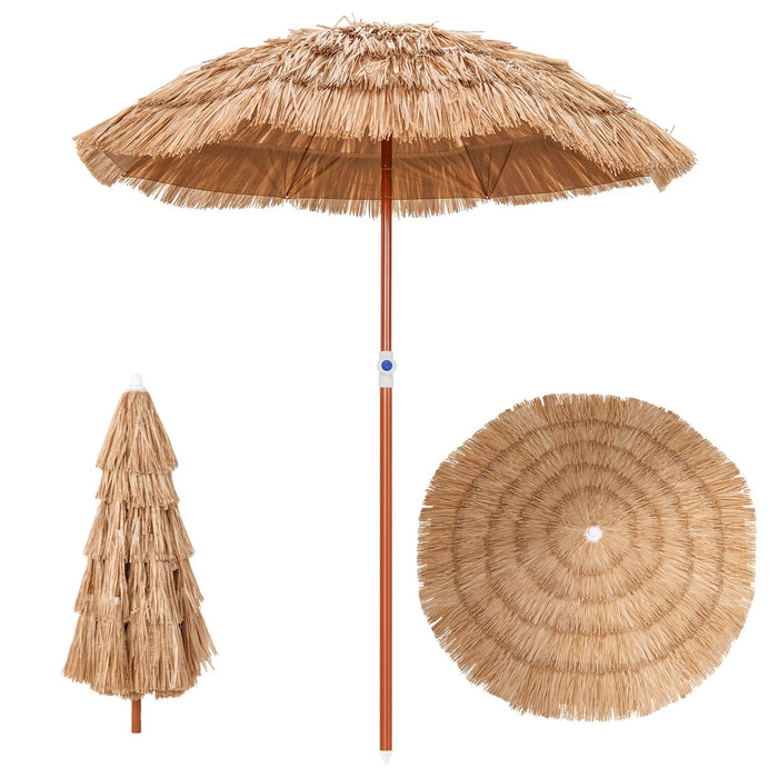 Thatched Patio Umbrella, 1.75m Hawaiian Tiki Umbrella with Carrying Bag