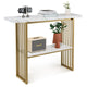 Giantex 2-Tier Console Table, White Faux Marble Sofa Table w/Open Shelf, Gold Steel Frame