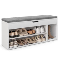 Shoe Bench with 3 Open Shelves and 1 Closed Shelf for Living Room