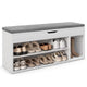 Shoe Bench with 3 Open Shelves and 1 Closed Shelf for Living Room