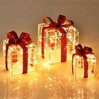 Set of 3 Christmas Lighted Gift Boxes Suitable for Indoor and Outdoor