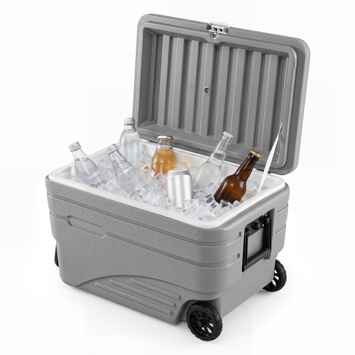 Outdoor Hard Cooler on Wheels 80L for Camping and Picnic with Handles