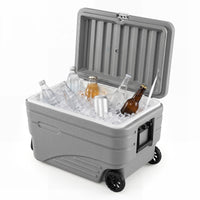 Outdoor Hard Cooler on Wheels 80L for Camping and Picnic with Handles